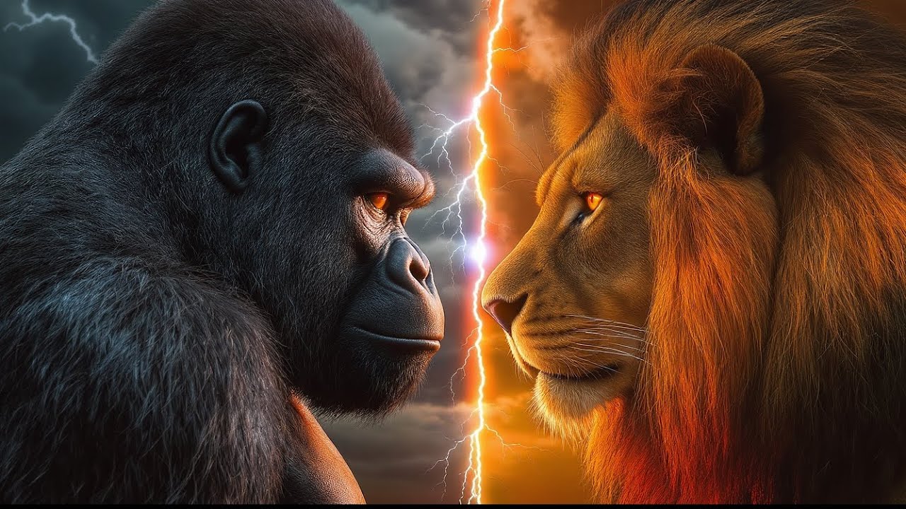 Giant Gorilla vs Lion King: The Ultimate Battle in the Jungle