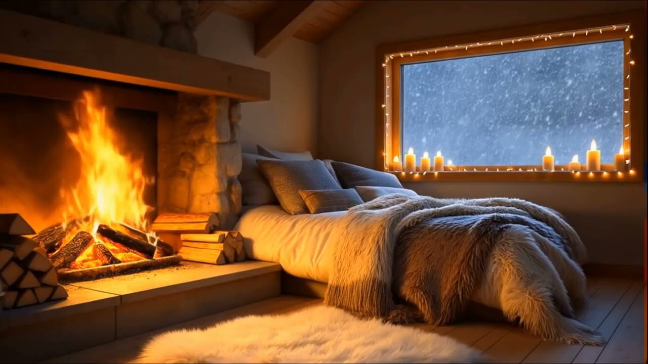 10 Hours Cozy Bedroom Fireplace (No Music) 🔥 Crackling Fire Sounds for Deep Sleep