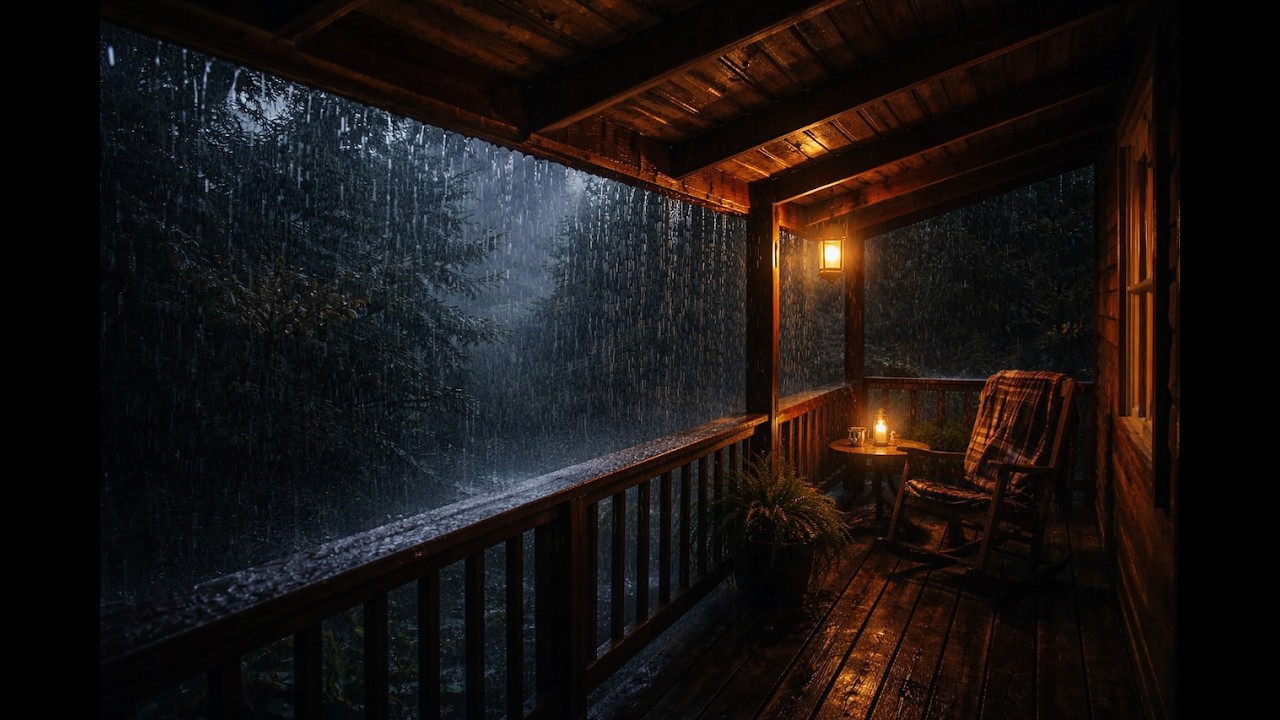 Fall Asleep Tonight — No Stress, Heavy Rain on a Porch Roof | 8 Hours of Rain Sounds