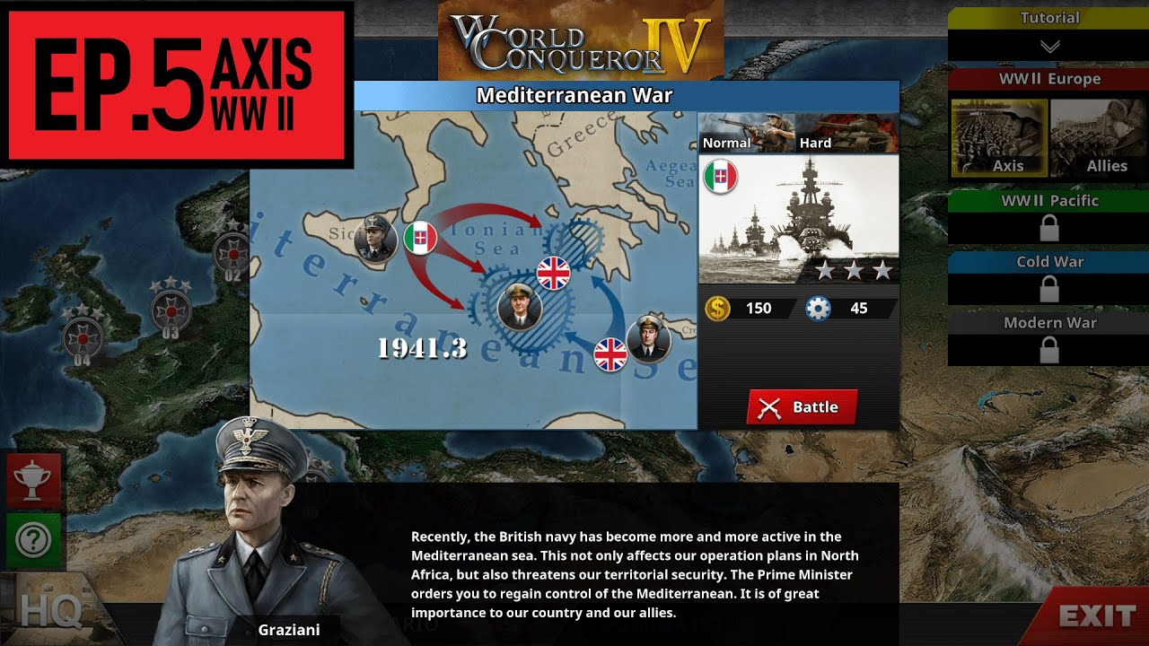 World Conqueror IV – Mediterranean War – (No Upgrades No  Generals) Axis #5