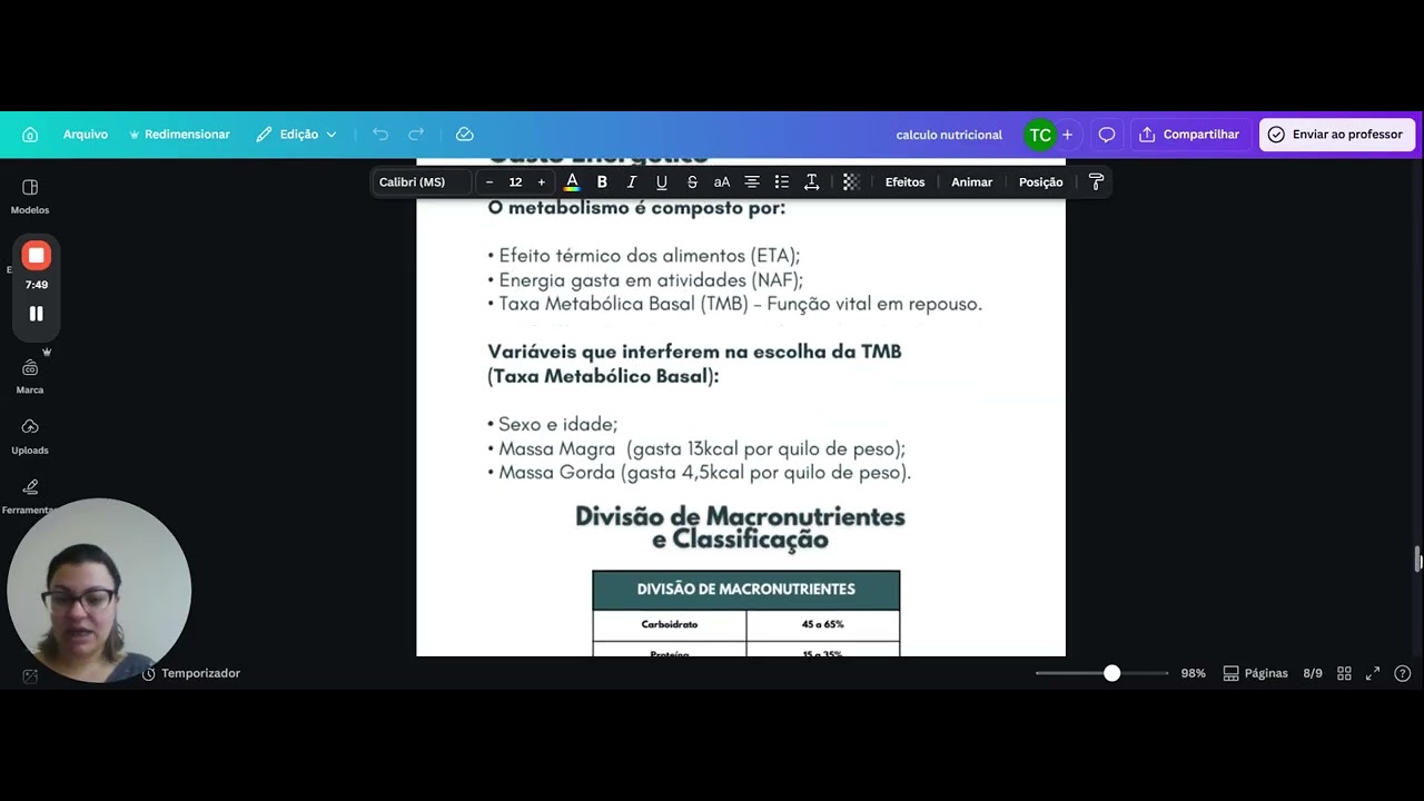 Atendimento Nutricional  Passo a Passo para Profissionais -  Calculo Energético