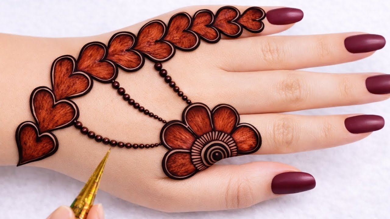 Very simple unique style mehndi design for back hand|new easy mehndi design 2026 | mehandi designs|