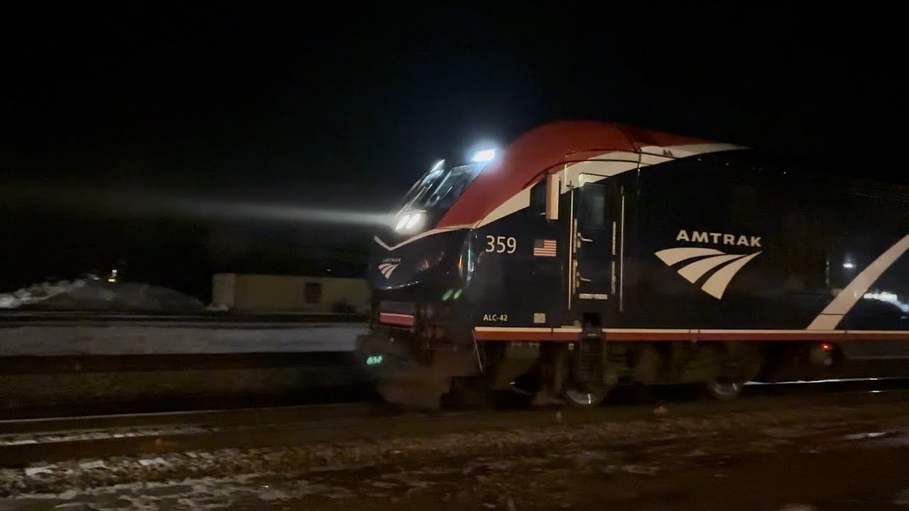 Amtrak #359 & Amtrak #152 stop at the Staples Depot then take off to Little Falls 