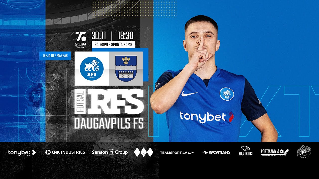 RFS FUTSAL 6:0 DAUGAVPILS FS | SPĒLES IERAKSTS | TELPU FUTBOLA VIRSLĪGA