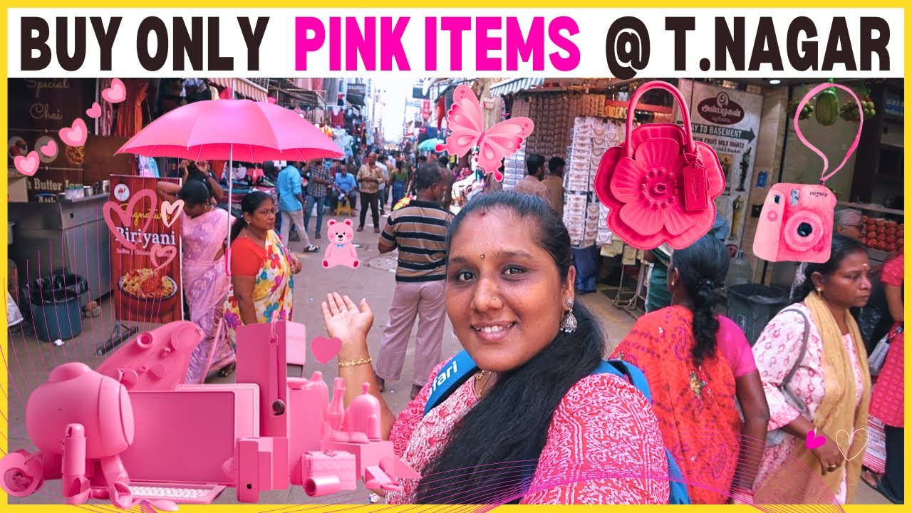 T.Nagar PINK Shopping Challenge 💖 | Jewels, Bags, Watch, Accessory, Keychain, Gifts, Street Shopping