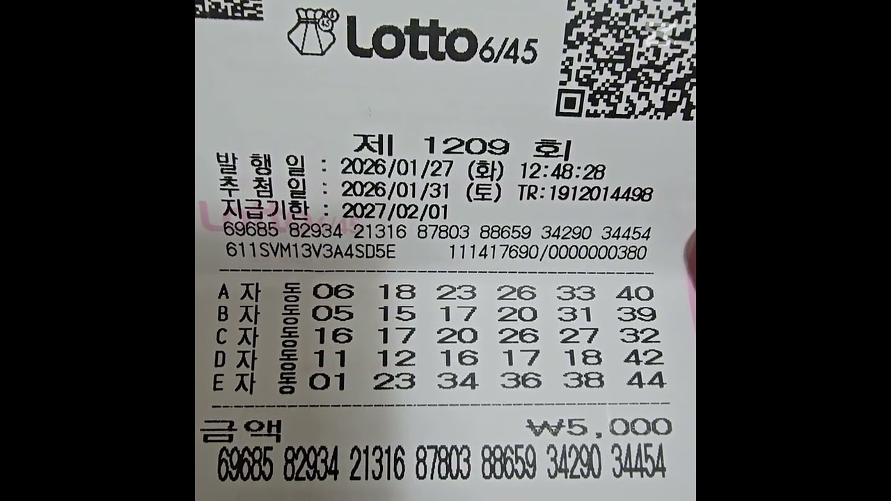 로또 1209회 일요일부터 수요일까지 자동 용지 최신 순으로 연속 보기 구독좋아요댓글알림신청 감사합니다. 후원 신한 110 432 031280 상*수