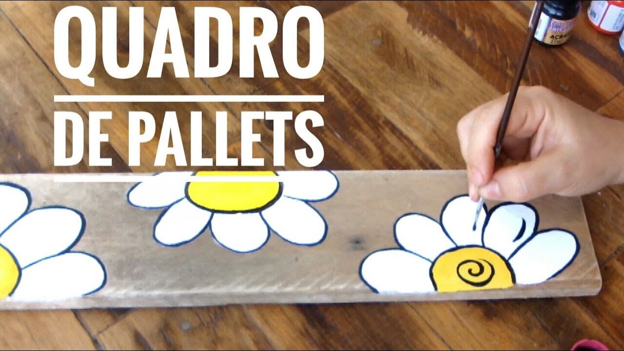 Quadro de palete e pintura rustica de Flores e Pássaros | Feito a mão