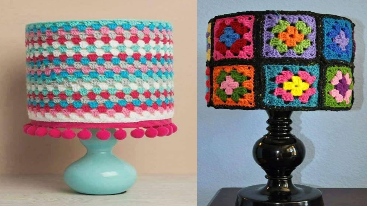 Pantalla De Lampara tejida a crochet
