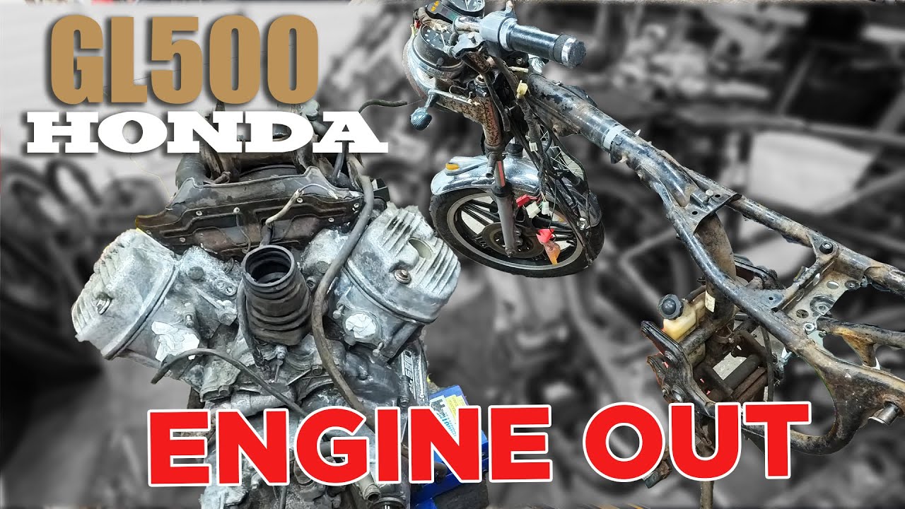 Снятие двигателя с найденного в сарае мотоцикла Honda GL500/CX500.