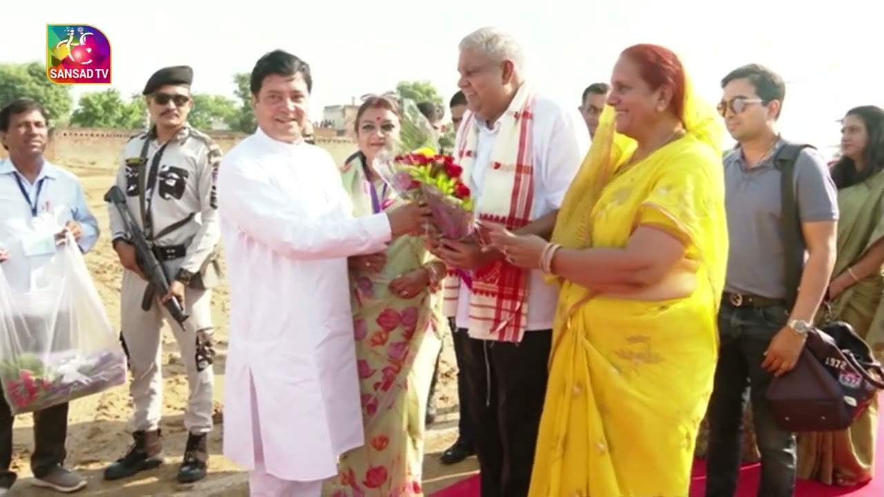 Vice President Jagdeep Dhankhar offers prayers at Shri Balaji Temple in Jodia village in Jhunjhunu