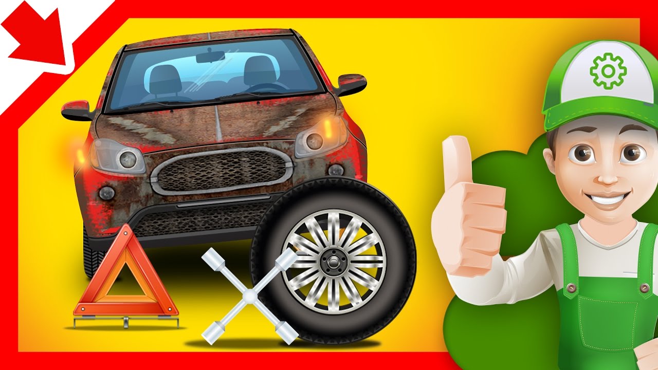 Auto car servicing. Car body shop. Cartoon for kids 5 years old in English Cars for kids video