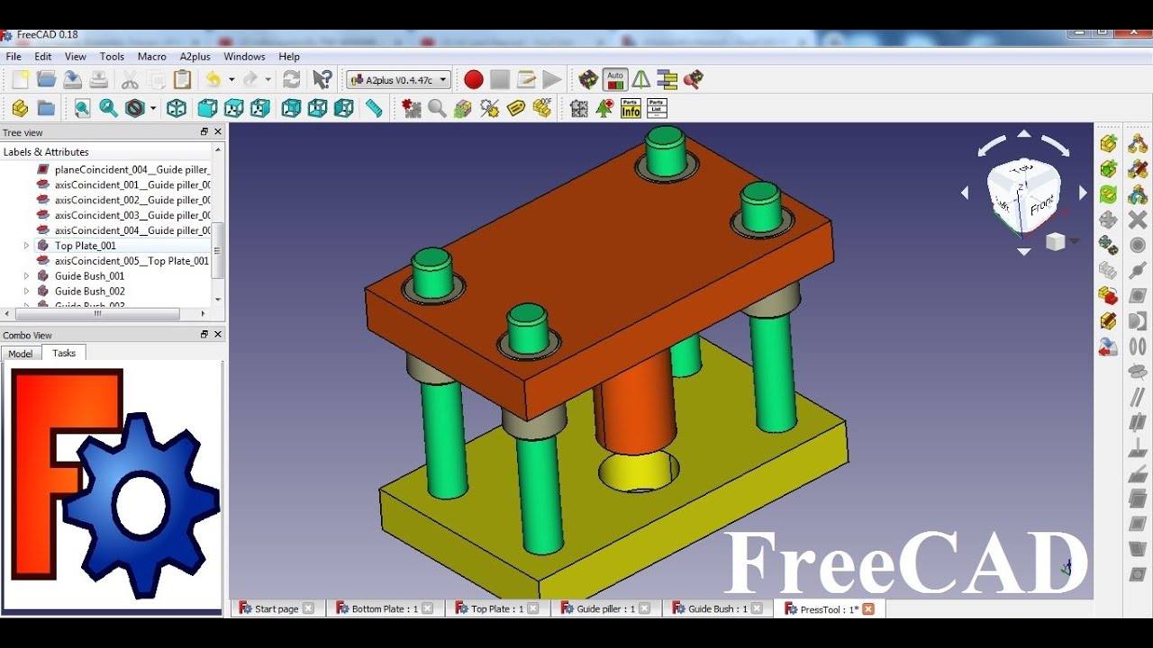 Press Tool Parts Design and Assembly in FreeCAD Software