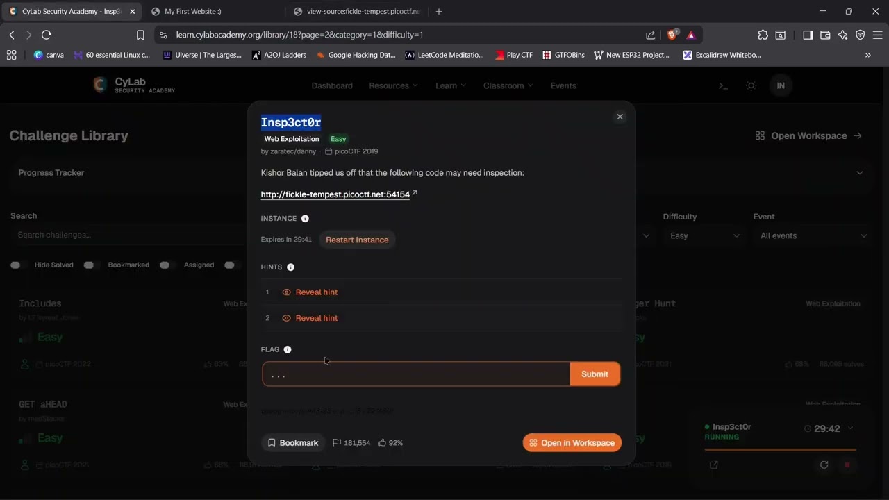 PicoCTF Insp3ct0r Walkthrough | HTML, CSS & JS Source Code Inspection