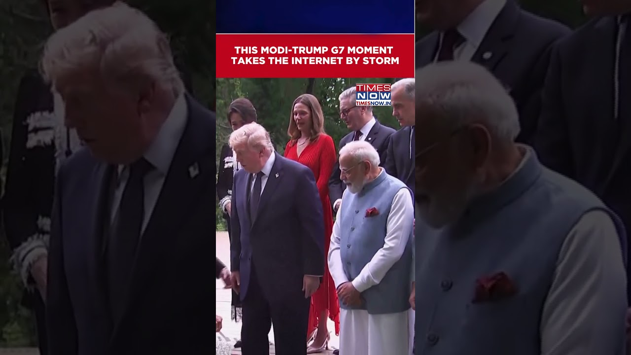PM Modi Extends Helping Hand To Trump As He Steps Onto Podium During G7 Leaders' Photo #shorts