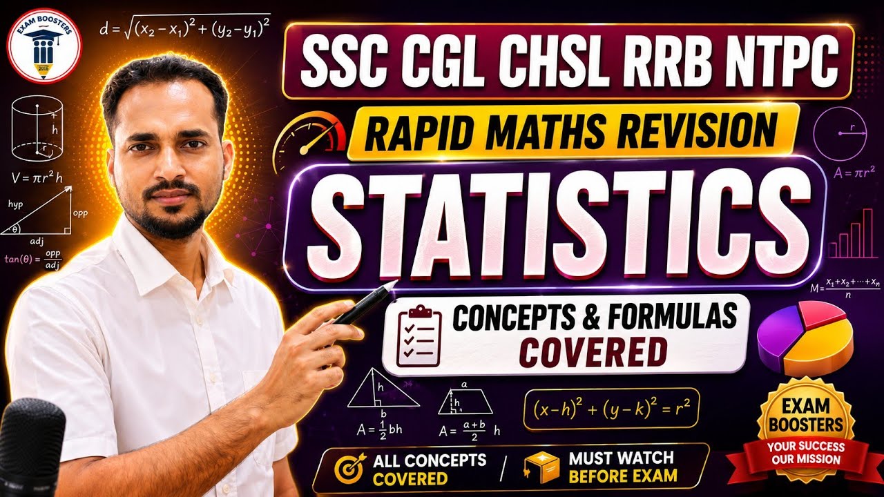 Statistics Rapid Revision | All Formulas & Concepts | SSC CGL CHSL RRB NTPC 2026 | Exam Boosters