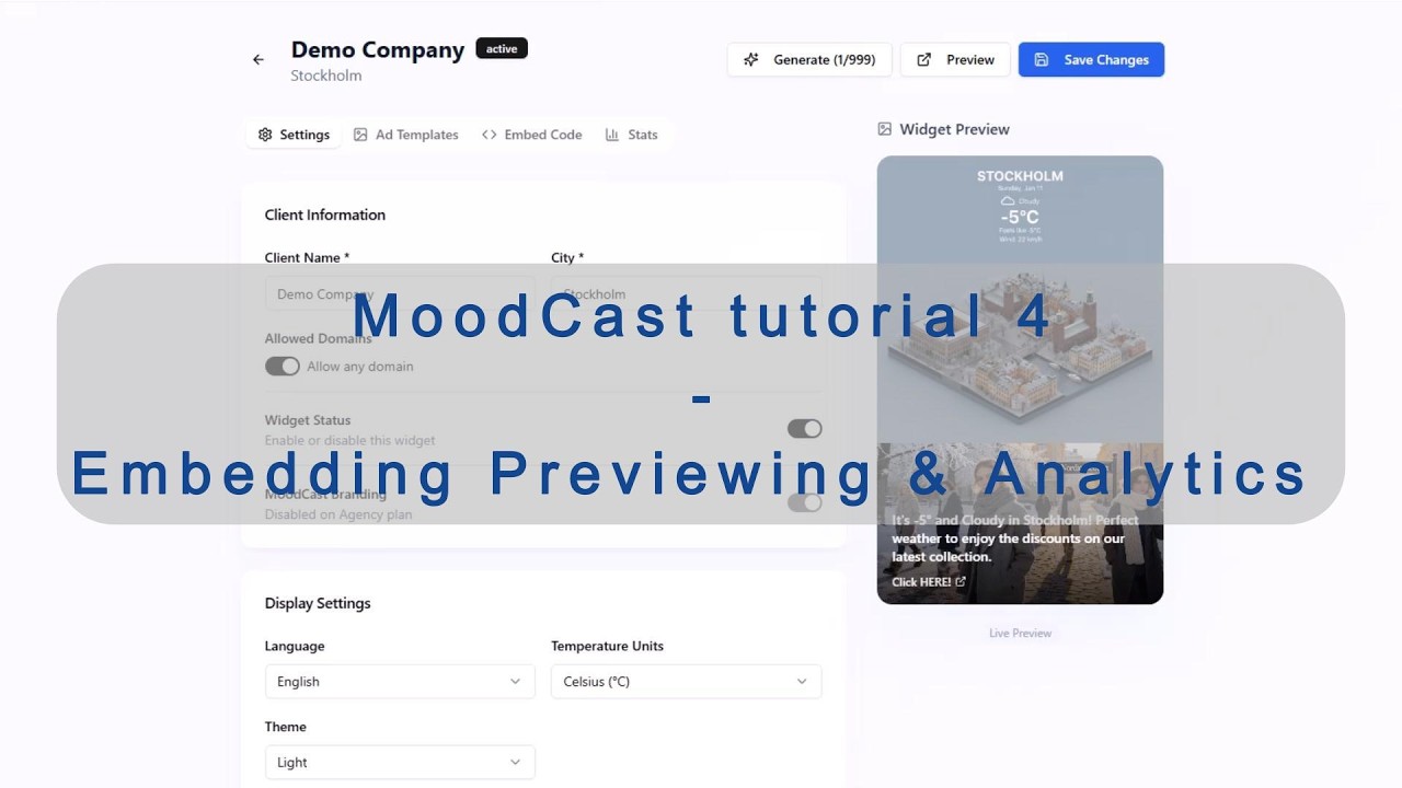 Embedding Your MoodCast Widget & Tracking Performance with Analytics