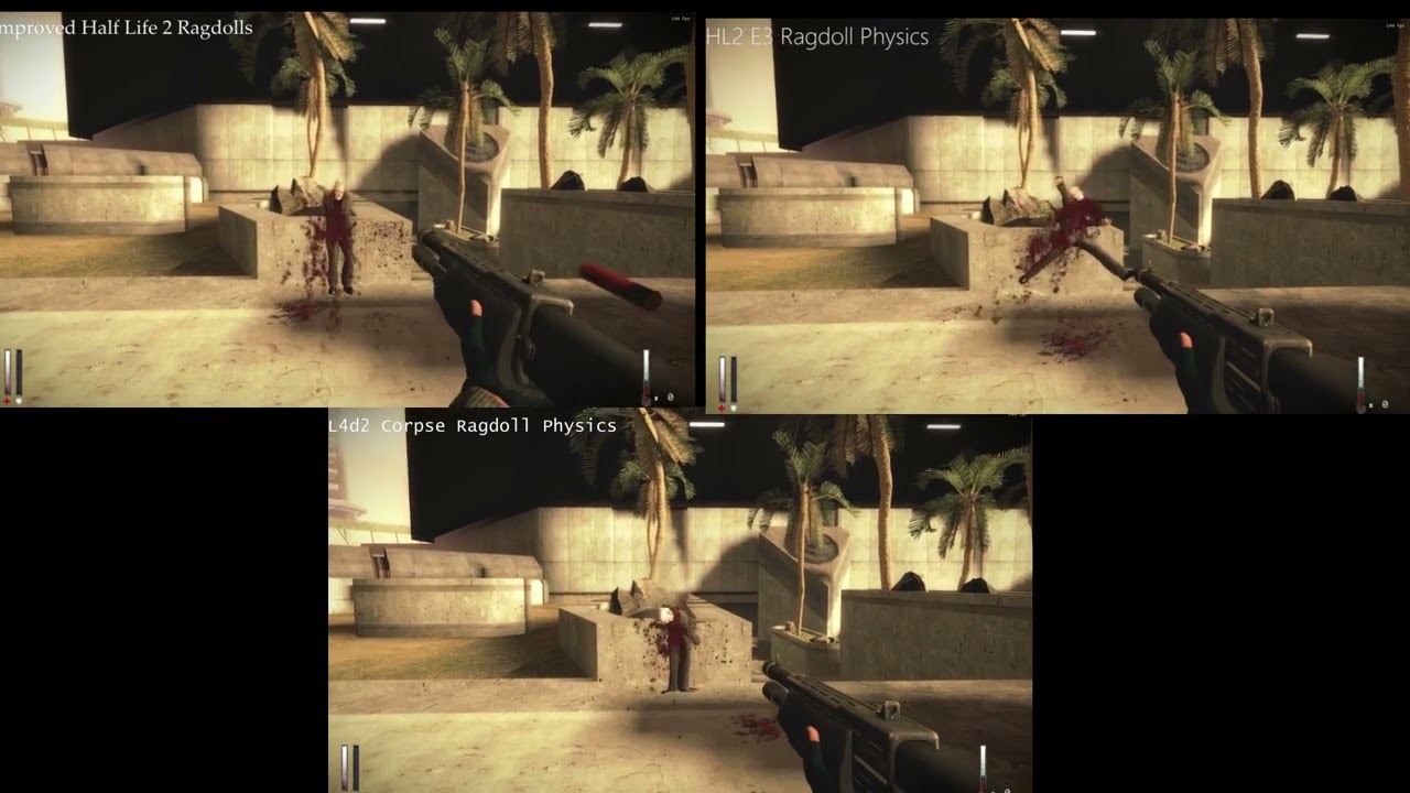 Gmod Comparison (HL2 EA3 Ragdoll Physics vs L4D2 Corpse Ragdoll Physics vs Improved hl2 ragdolls)