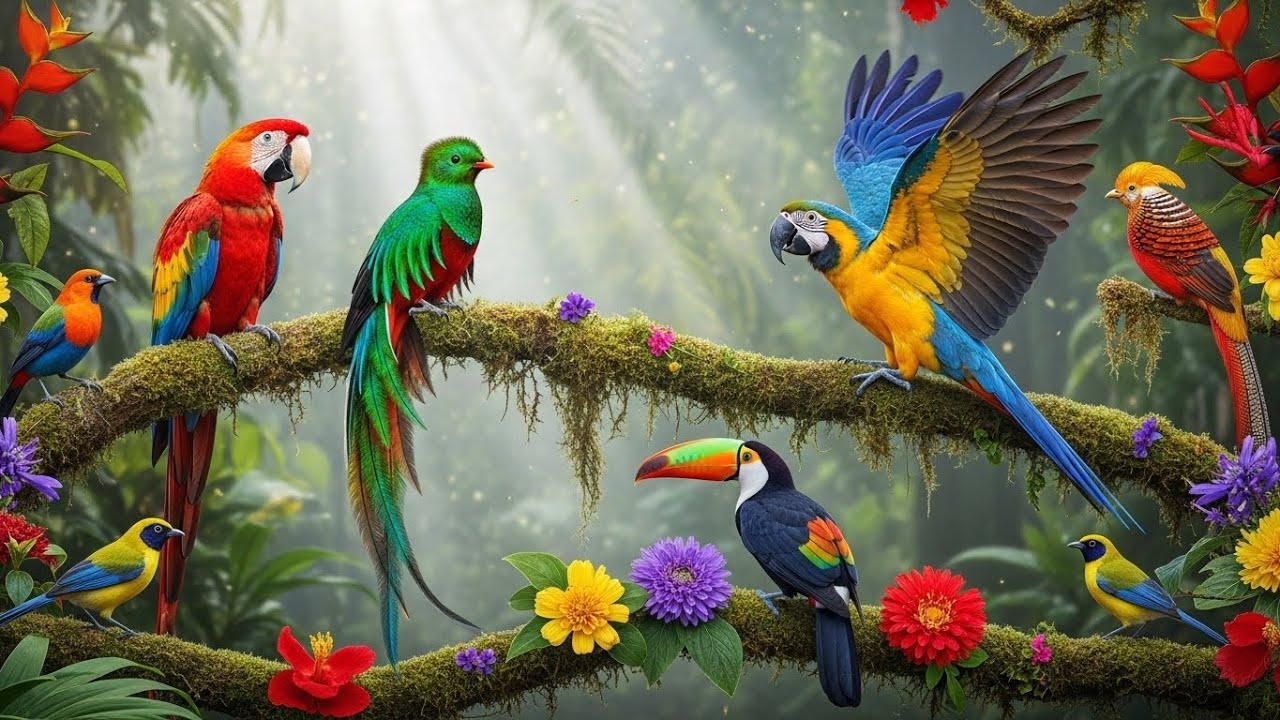 Relaxing Forest Birds in Rain • Peaceful Nature Scene & Soft Music • Calm Ambience for Sleep
