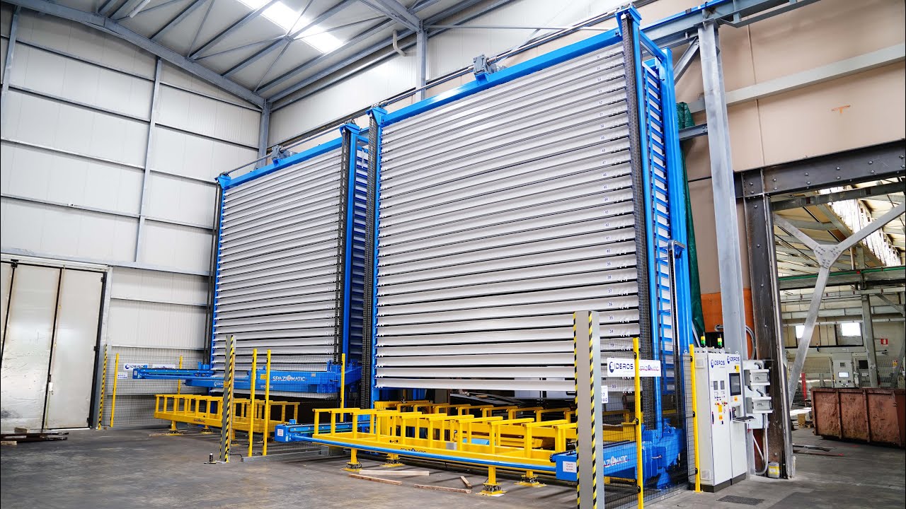 Sheet Metal Storage System | 1500x6000 mm (5x20 ft) | 2single Towers with back Unloading shuttle
