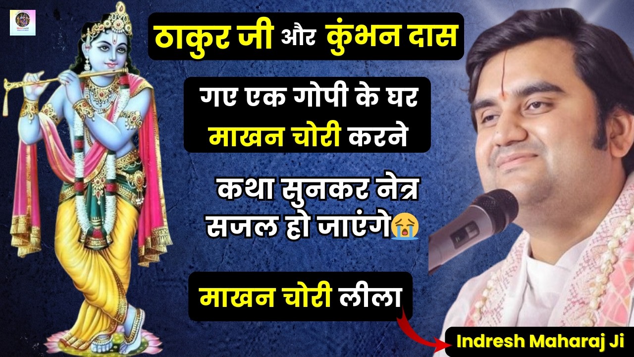 ठाकुर जी माखन चोरी करके भाग गए 🤣और पकड़े गए कुंभन दास 😮| कथा सुनकर नेत्र सजल हो जाएंगे | Indresh Ji