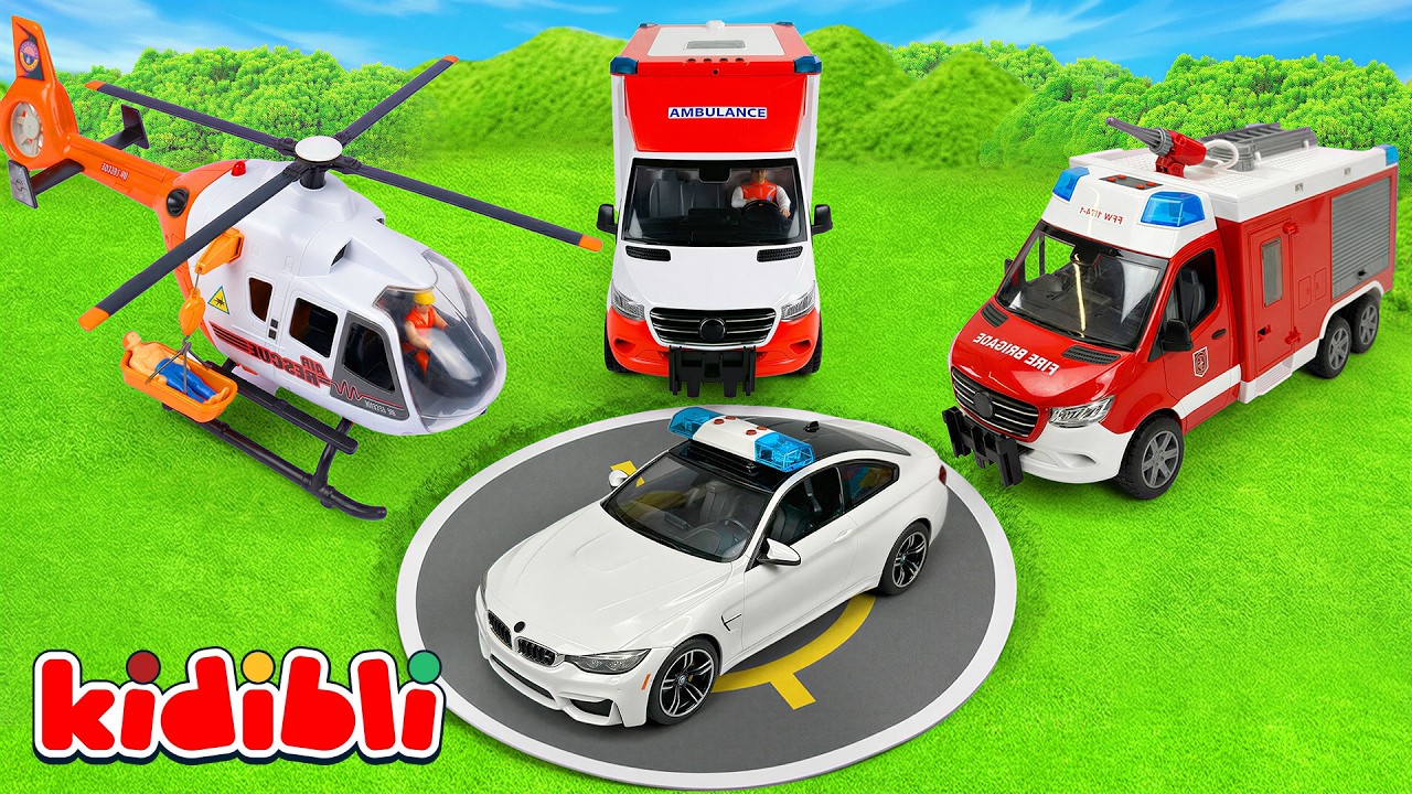 Notfall! 🚁🚒 Einsatzfahrzeuge Feuerwehr, Hubschrauber & Krankenwagen für Kinder | Kidibli Deutsch