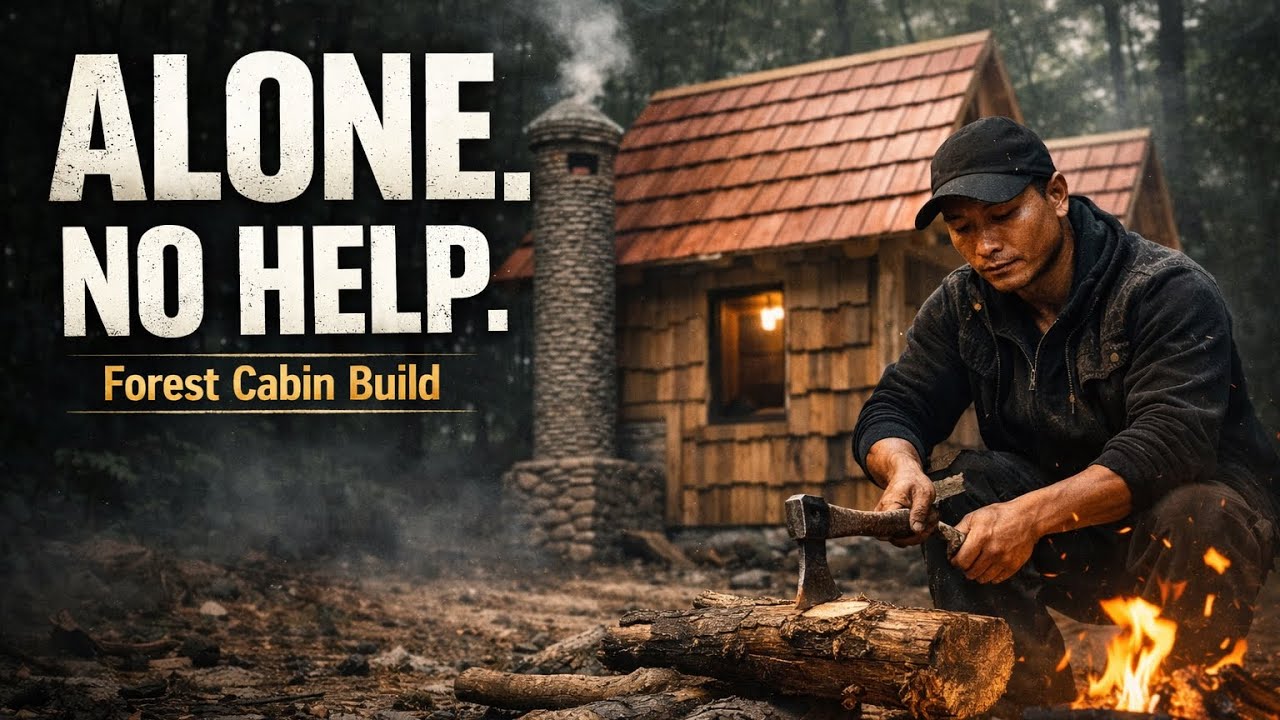 Alone in the Forest… I Built This Cabin With No Help.
