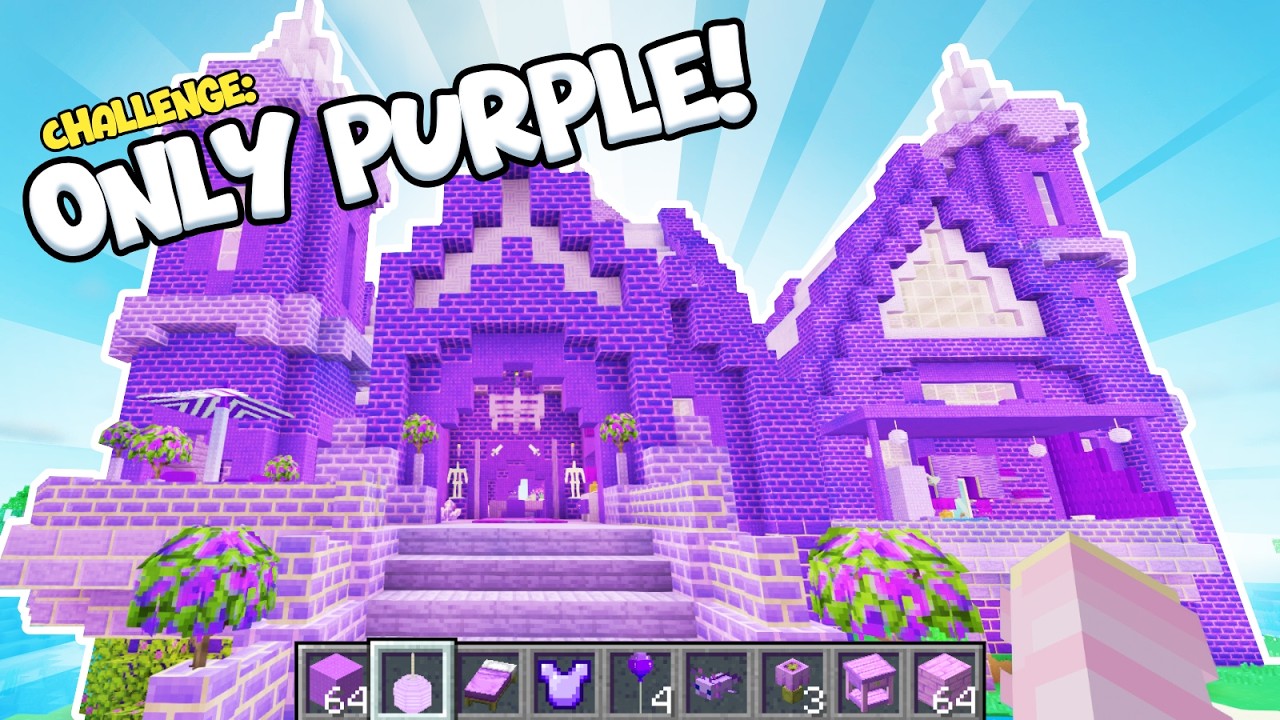Minecraft BUT I Can Only Build With PURPLE!