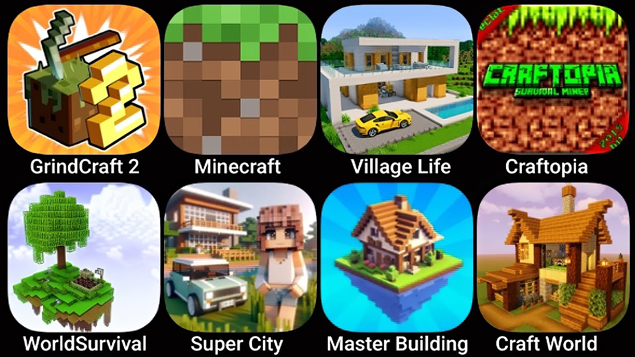 GrindCraft 2,Minecraft,Village Life Craft,Craftopia,WorldSurvival,SuperCity,Master Builing