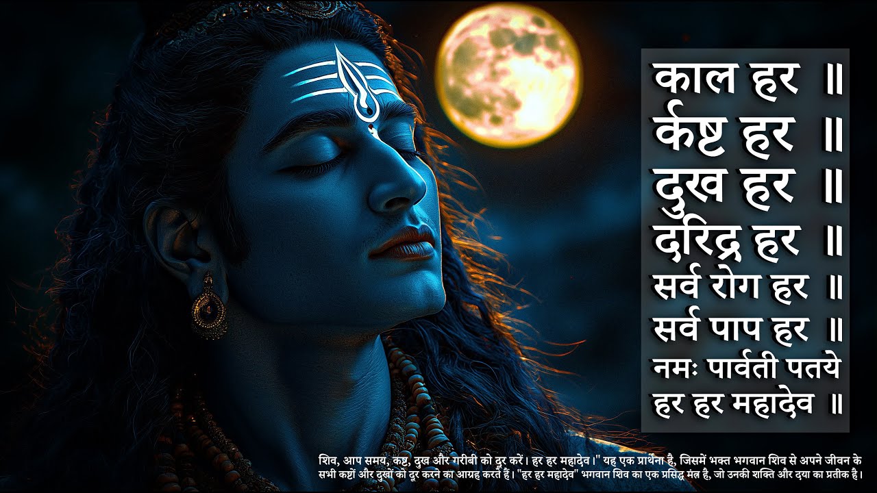 काल हर कष्ट हर दुख हर दरिद्र हर हर हर महादेव || Kal Hara Kasta Hara Dukh Hara Daridra Hara - Mantra
