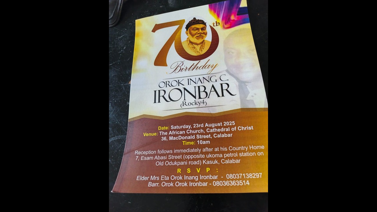 THANKSGIVING SERVICE IN HONOUR OF CHIEF BARR. OROK INANG IRONBAR (ROCKY4) ON HIS 70TH BIRTHDAY.