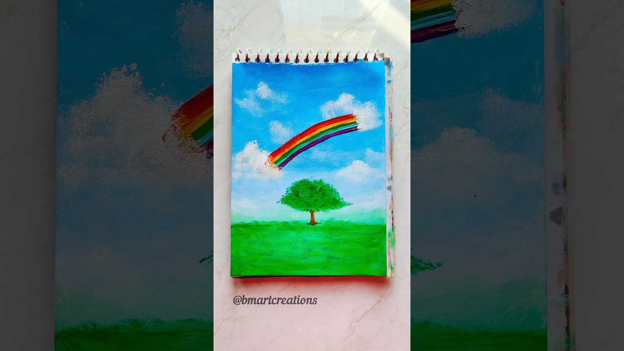 Easy landscape painting 😱💕 #shorts #painting #landscape #shortvideo #creative #drawing #ytshorts