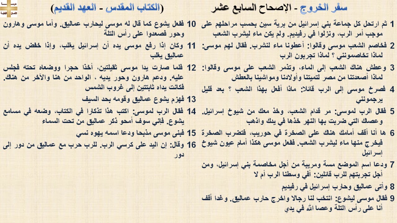 سفر الخروج 17 - الإصحاح السابع عشر - د/مجدى نجيب - ابونا ابرام