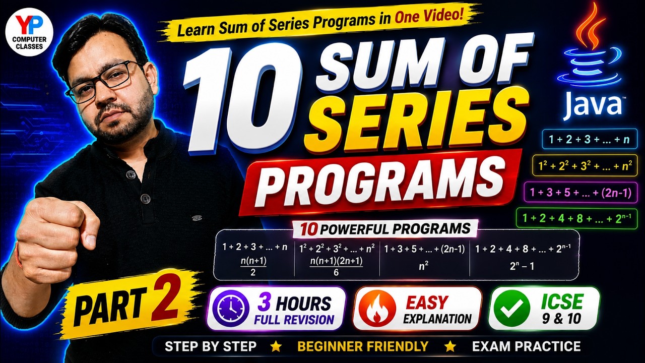 P-2 How to Find Sum of Series in Java | Sum of 10 Series programs | icse class 9 & 10 computer