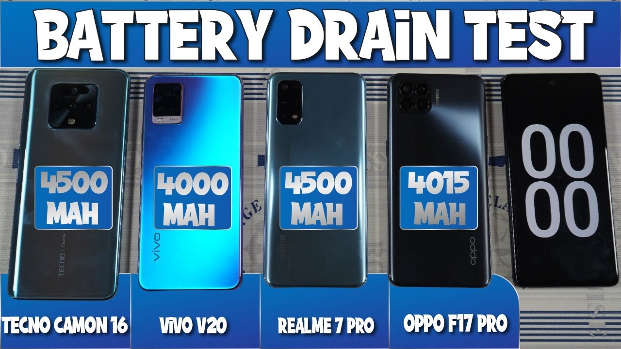 Realme 7 Pro, Vivo V20, OPPO F17 Pro & Tecno Camon 16 Battery Drain Test | Lets See Who wins !