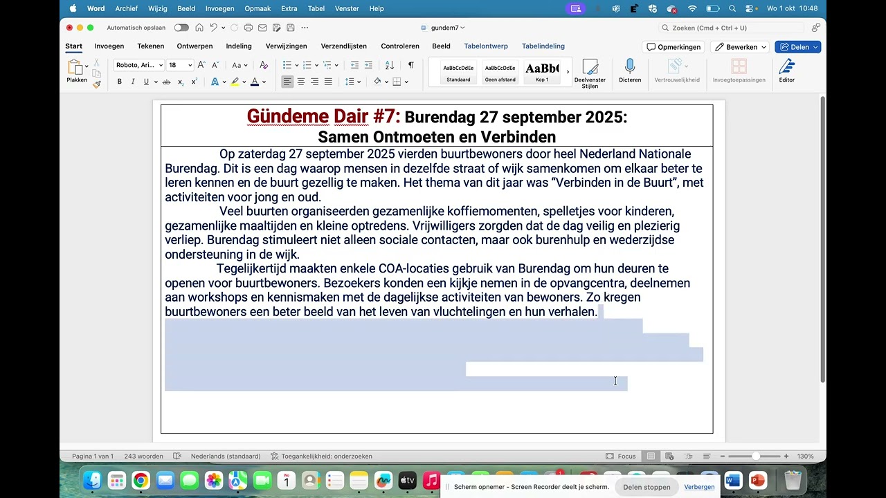 Gündem, Okuma Metinleri 7: Burendag 27 september 2025:
