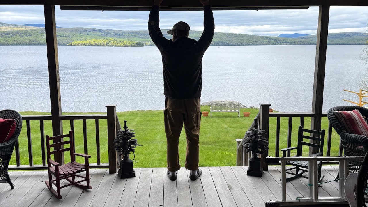In the beautiful Maine mountains! Opening up the log house for the season!