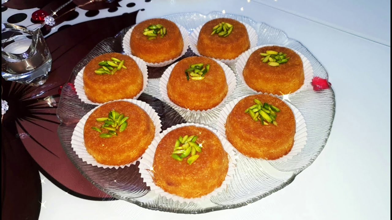 كب كيك الكنافه بالقشطه كتير طيبه /كنافه بقوالب الكب كيك 🥰