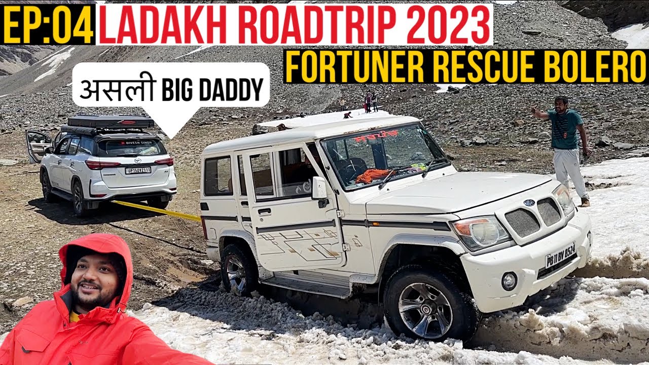 Fortuner Rescue Bolero in Snow 🥶 Ladakh Road Trip 🚗 Car Campin  🏕️ Overlanding #ladakh EP:04