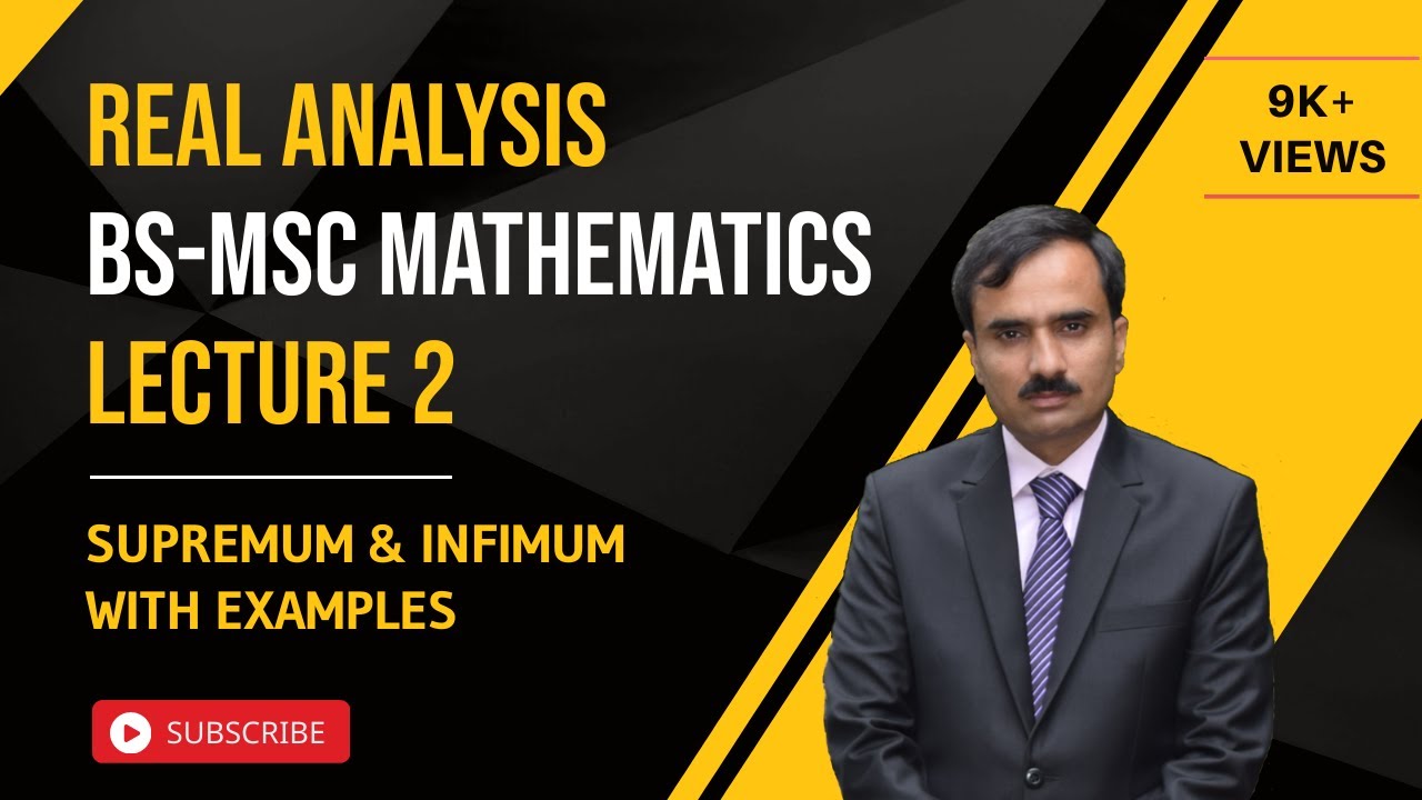 Real Analysis Lecture 2 | Supremum and Infimum | Real Analysis BS / MSc Mathematics Lectures