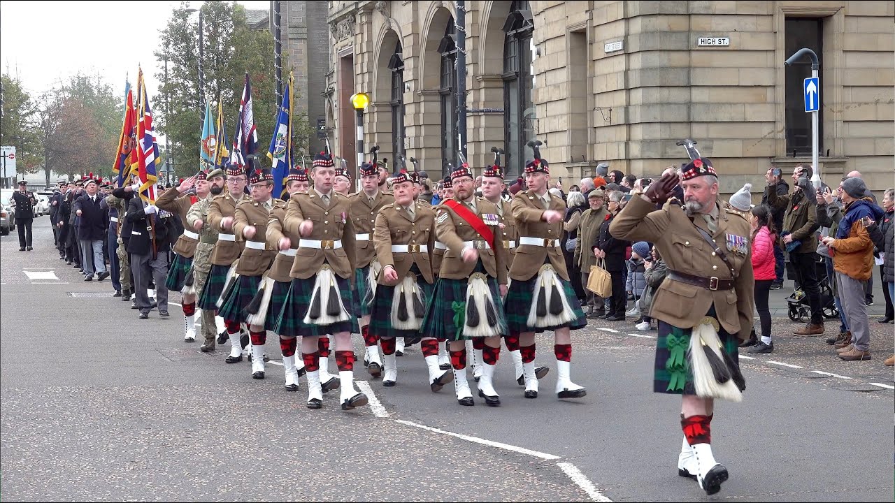 2024 Remembrance Sunday military parade salutes Lord-Lieutenant in the City of Perth, Scotland