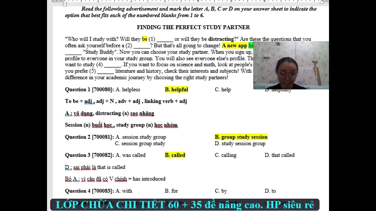 ĐỀ 34 ( CÂU 1-22)