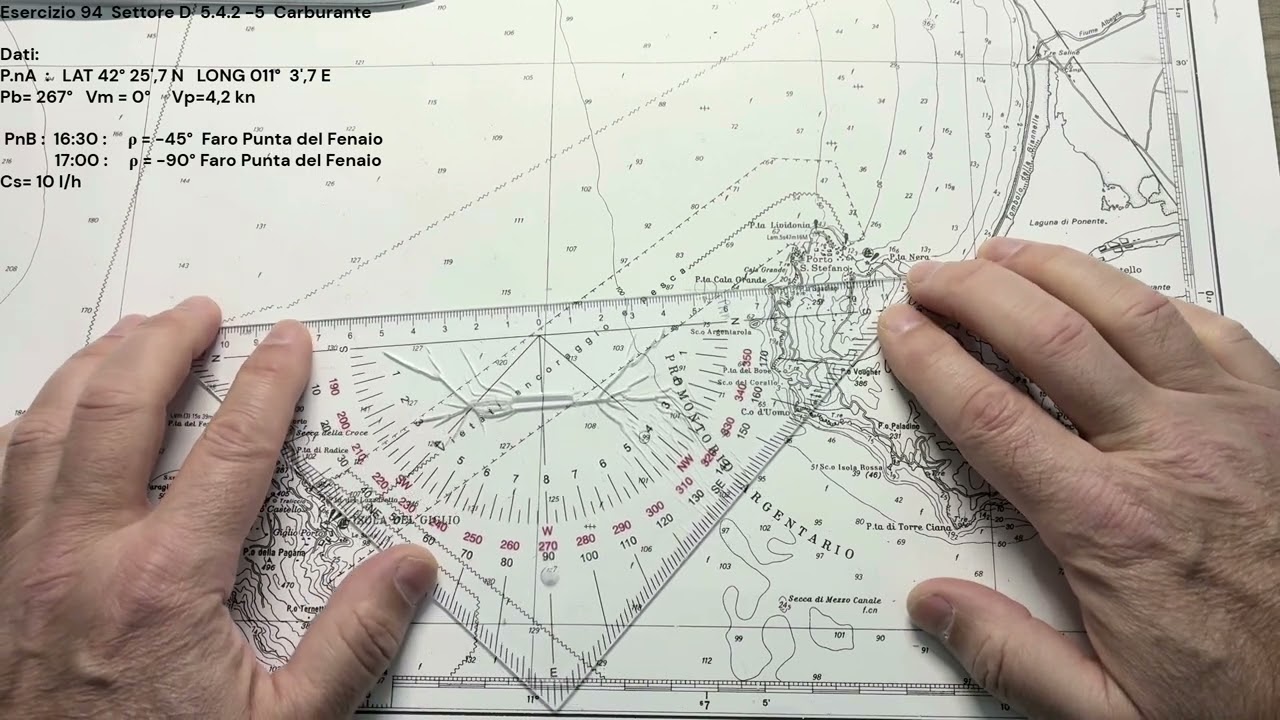 Patente Nautica ep. 94 - Carteggio Oltre Mappa 5D - Carburanti (Esercizio 94 - 5.4.2-5)
