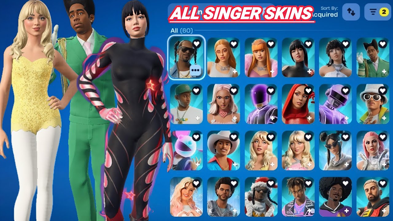 Every Singer Collab Skin Showcase in Fortnite (2019–2026)