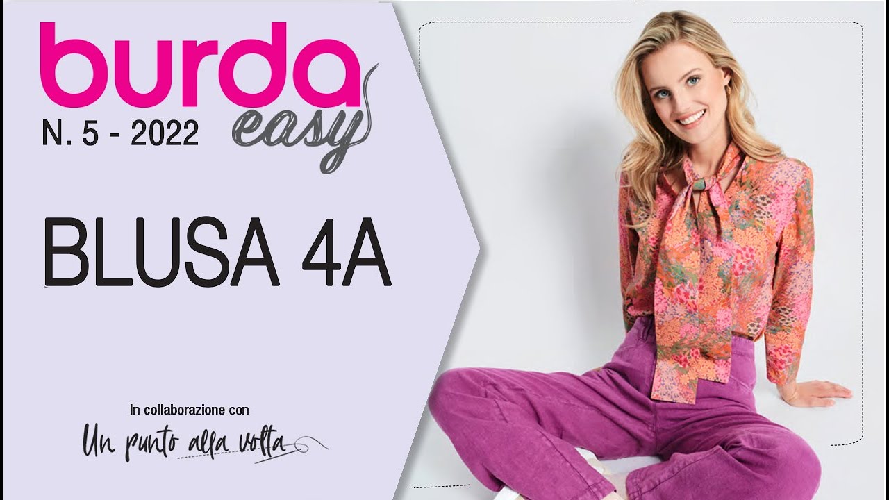 Come cucire una blusa con fiocco sullo scollo (Modello 4A dal Burda easy 5 -2022)