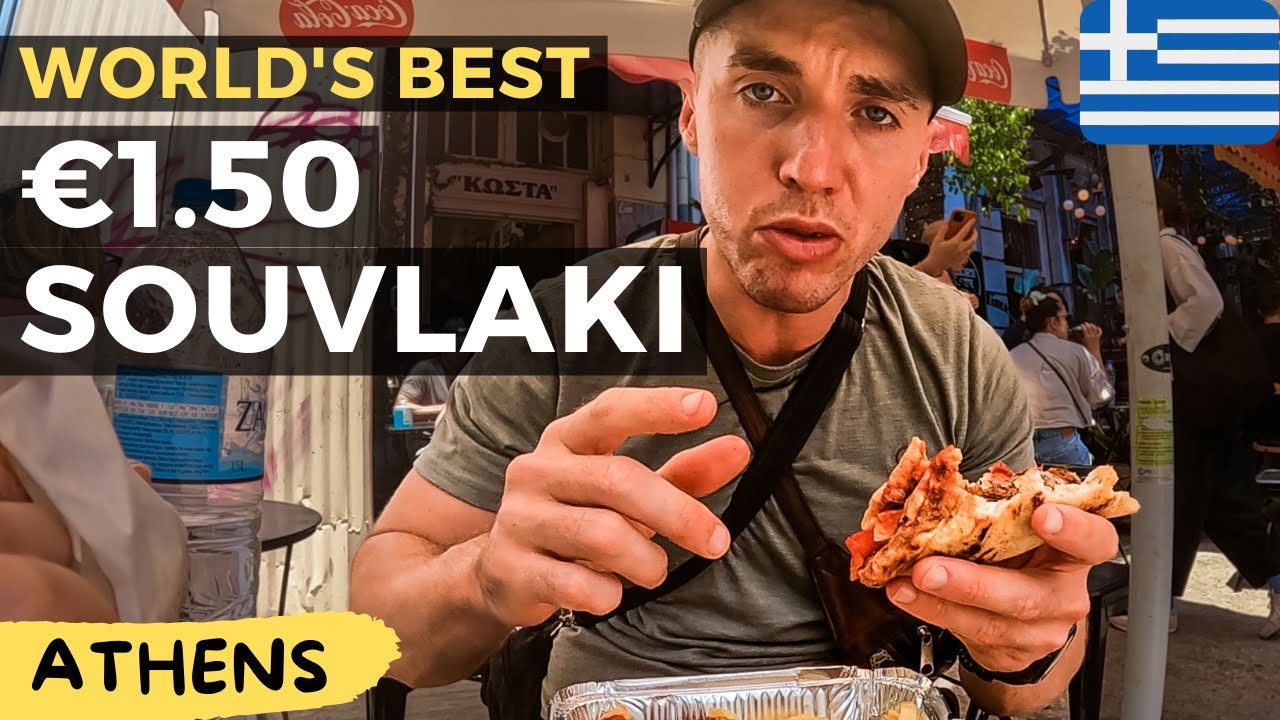 MOST AMAZING FOOD €1.50 SOUVLAKI In Athens, Greece 🇬🇷