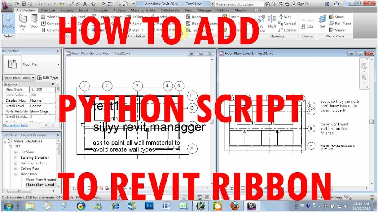 how to add python shell script to revit ribbon tutorial