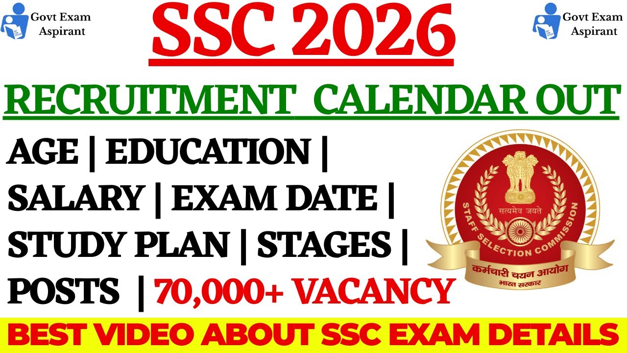 SSC 2026 Calendar Out | Age , Education , Vacancy , Salary , Syllabus | SSC Exams Recruitment 2026