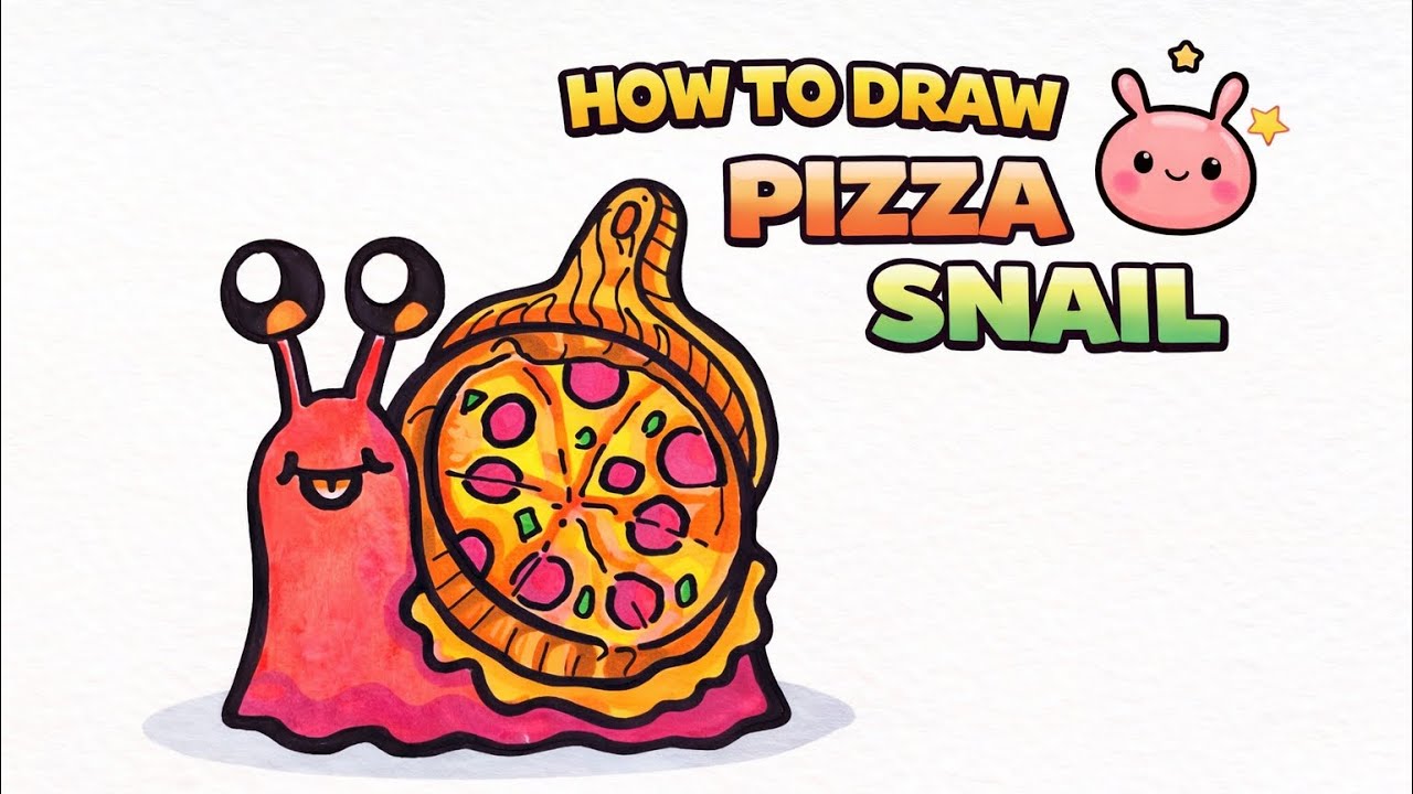 Day 14 | 28 Days of Snails Drawing Challenge | How to Draw A Pizza Snail 🍕🐌｜Creative art Ideas 