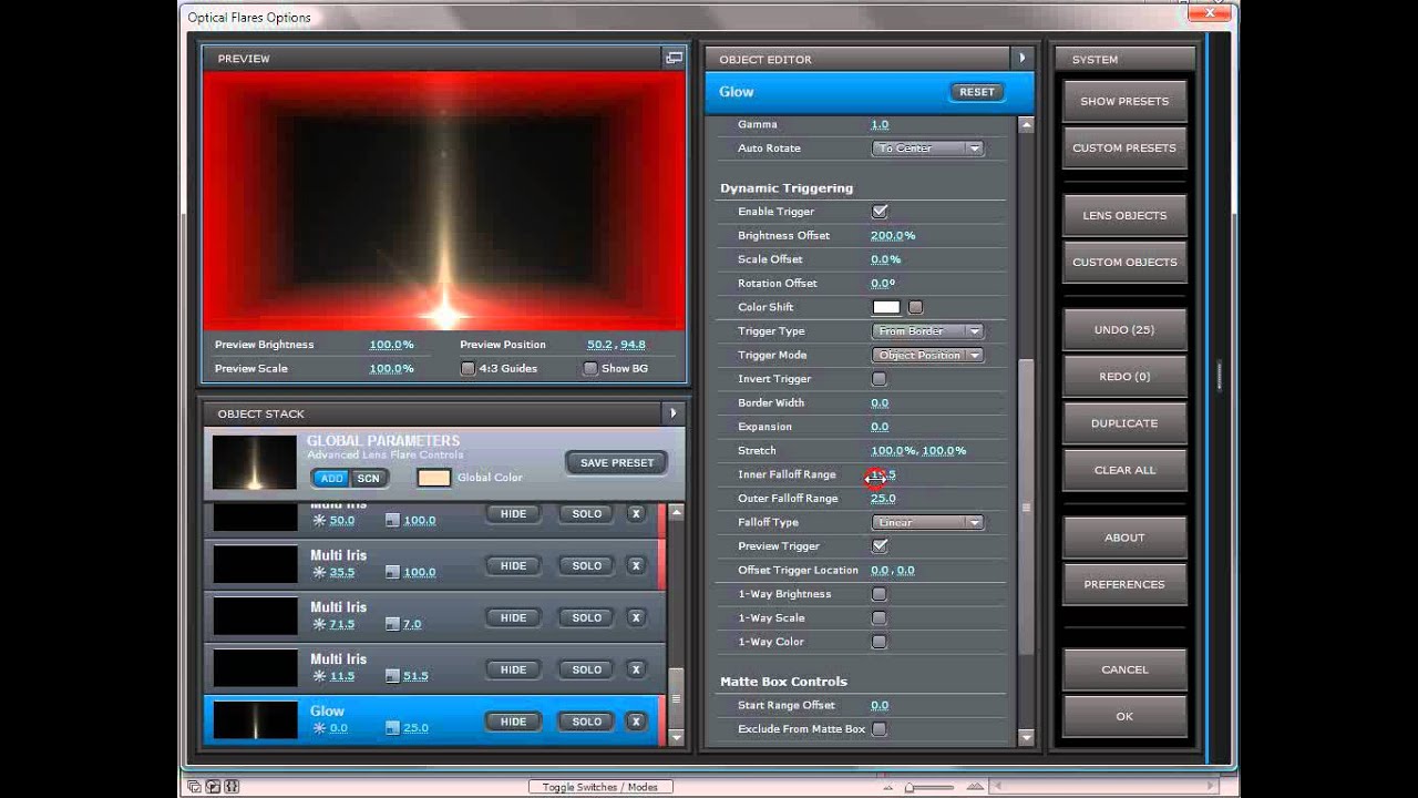 Optical Flares - Dynamic Triggering