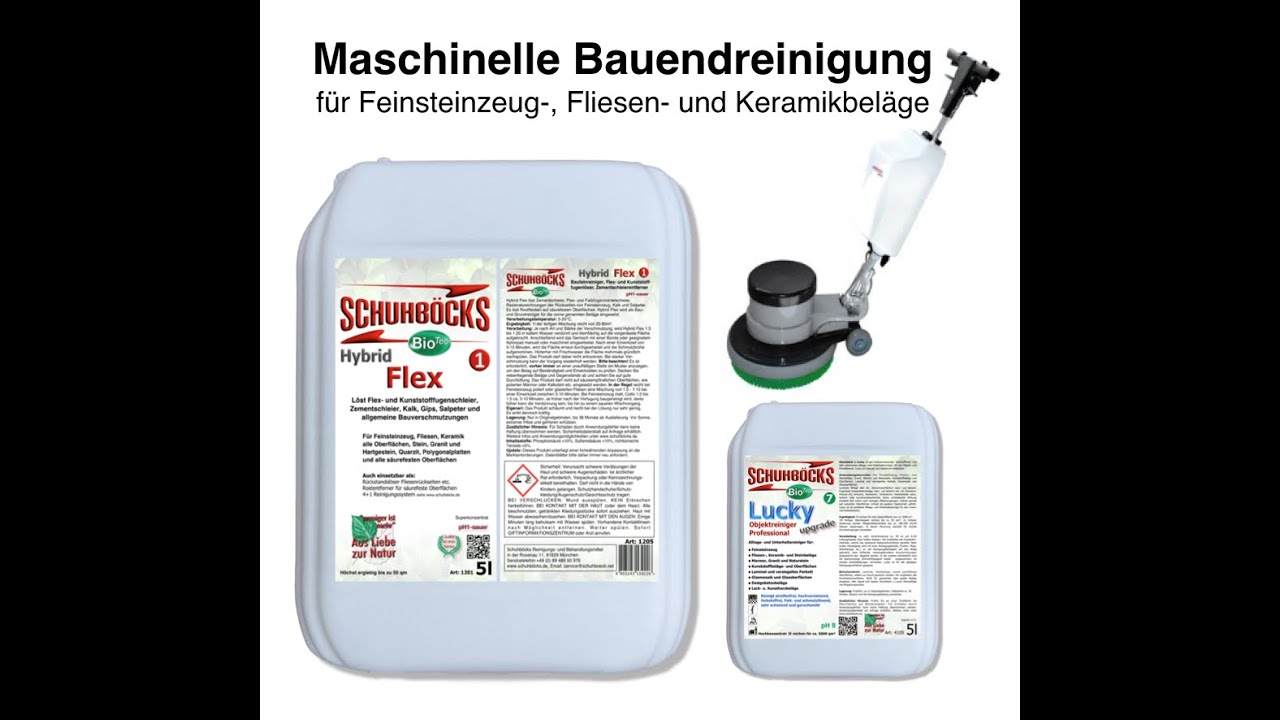 Maschinelle Bauendreinigung für Feinsteinzeug, Fliesen und Steinbeläge